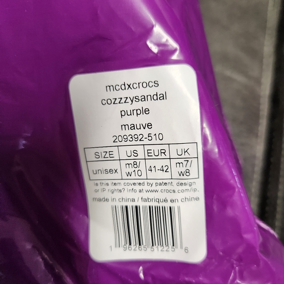 NEW McDonald's X Crocs Grimace Cozzzy Sandal | Men Size 8 / Women Size 10 - Picture 6 of 9